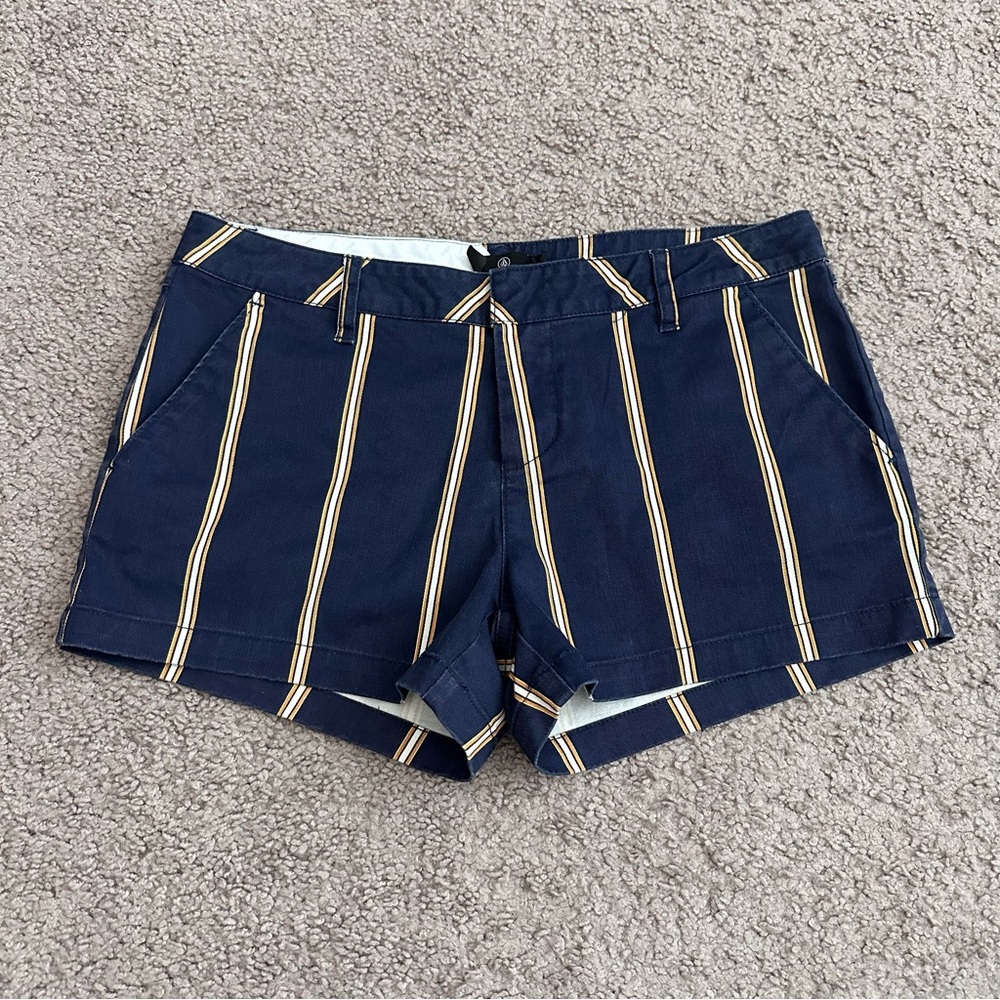 Volcom Navy Striped Womens 28 Chino Short